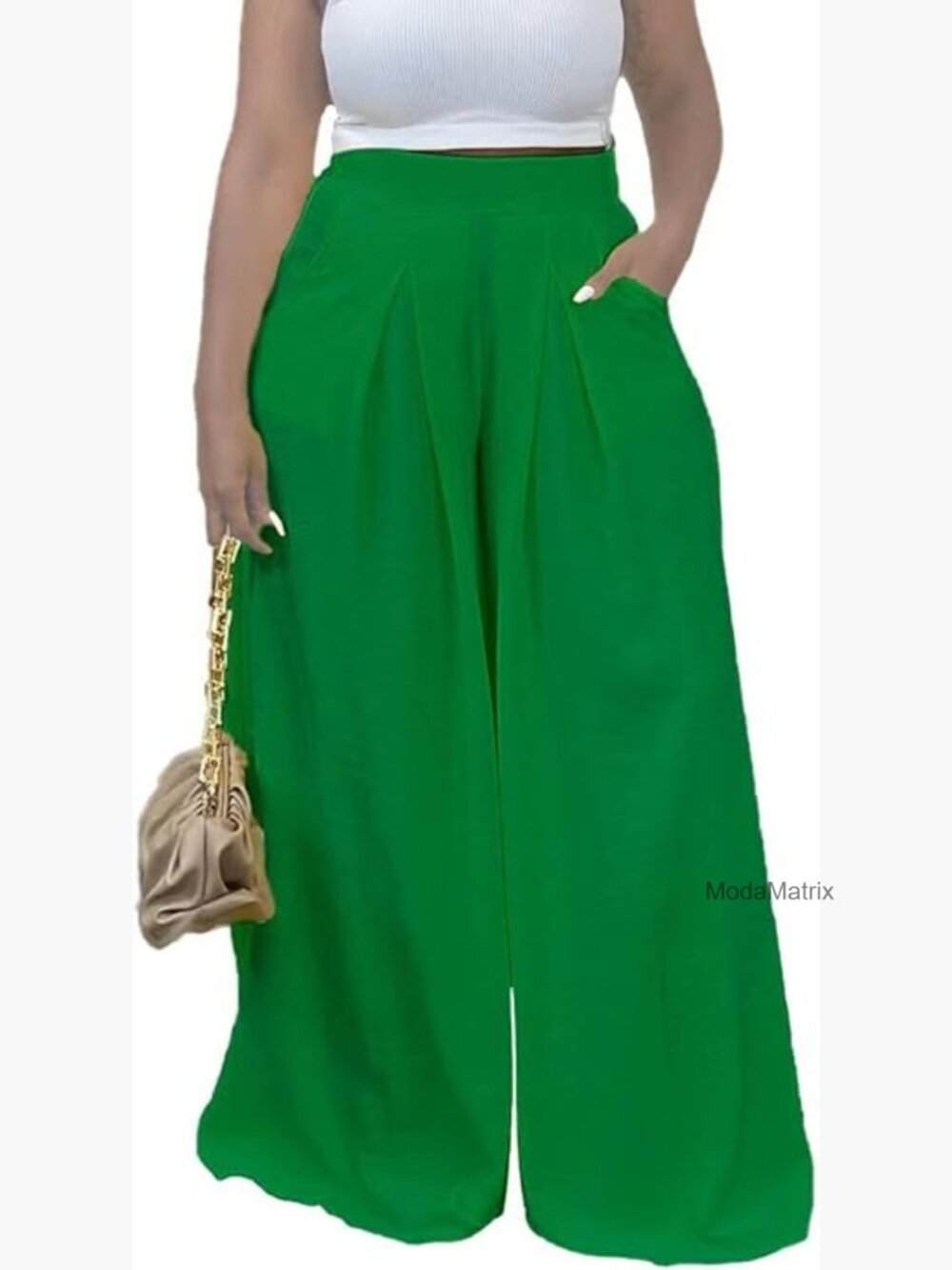Wide Leg Palazzo Pants High Waist Loose Fit Casual Flowy Trousers with Pockets
